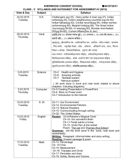V SYLLABUS AND DATESHEET FOR ASSESSMENT