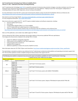 Intel Trusted Execution Technology Server Platforms Availability Matrix