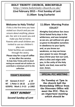 This week`s news letter - Holy Trinity, Birchfield