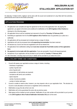 2015 Ingleburn Alive Stallholder Application Form