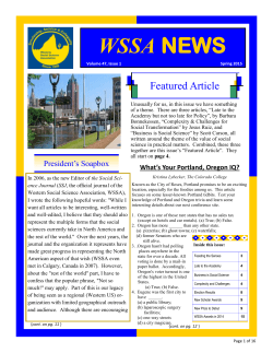 Spring 2015 Newsletter - Western Social Science Association