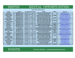 POINTE DESTIN RENTAL OPPORTUNITIES