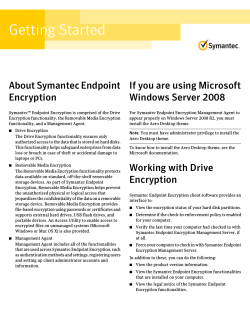 Symantec Endpoint Encryption Drive Encryption Getting Started Guide