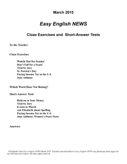 March 2015 Easy English News Cloze Exercises and Tests