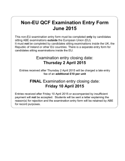 Non-EU QCF Examination Entry Form June 2015