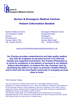 Practice Booklet - Burton & Bransgore Medical Centres