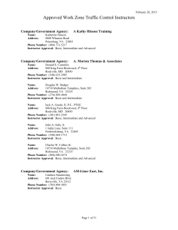 Approved Work Zone Traffic Control Instructors