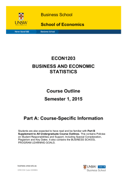 ECON1203 Business and Economic Statistics, Semester 1