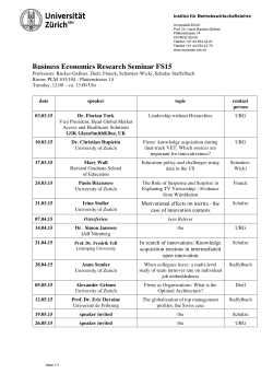 Business Economics Research Seminar FS15