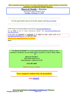 Tuesday - Haves & Needs