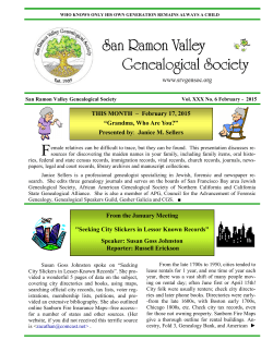 Newsletter - feb 2015.pub - San Ramon Valley Genealogical Society