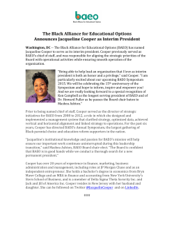 The Black Alliance for Educational Options Announces Jacqueline