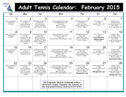 Adult Tennis Calendar: February 2015