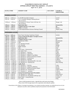 Agenda Schedule - Children`s Oncology Group