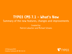 TYPO3 CMS 7.1 - What`s New