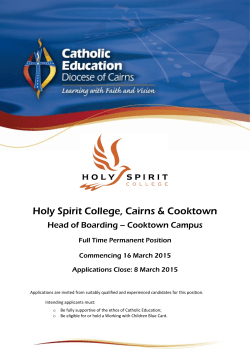 Application Pack - Catholic Education, Diocese of Cairns