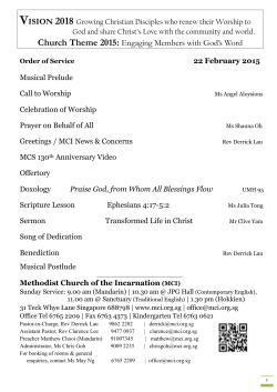 MCI Bulletin 22 February 2015 - Methodist Church Of The Incarnation