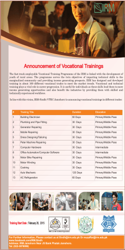 Announcement of Vocational Trainings