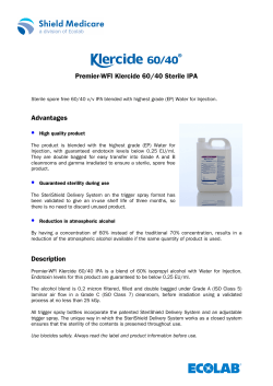 Premier-WFI Klercide 60/40 Sterile IPA Advantages