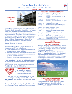 Latest Newsletter - Columbus Baptist Association