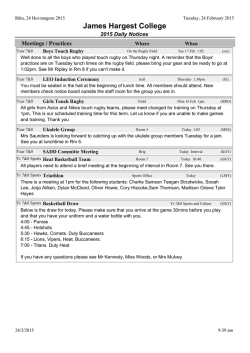 Tuesday`s Notices - James Hargest College