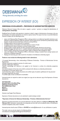 Expression of Interest for Debswana Scholarships