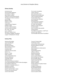 +2014 Donor List - Peoples Library