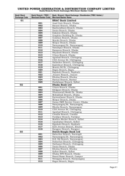 Bank / Branch Code - Dhaka Stock Exchange