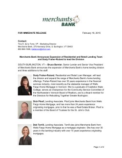 Merchants Bank Announces Expansion of Residential and Retail