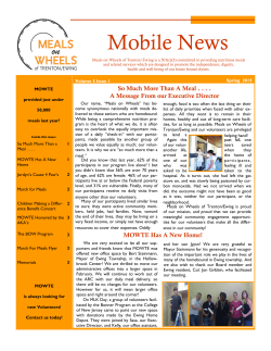 Newsletter Spring 2015 - Meals on Wheels of Trenton/Ewing