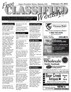 February 19, 2015 - Free Classified Weekly
