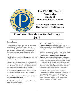 Members` Newsletter for February 2015