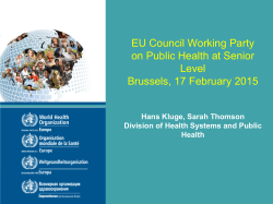 EU Council Working Party on Public Health at Senior