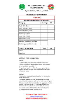 Preliminary Entry Form - balkan athletics official website