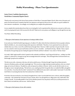 Application Questionnaire - North Shore Community Baptist Church