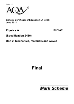 GCE Physics A PHYA2 Mark Scheme June 2011