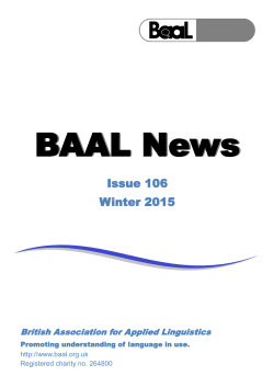 BAAL News, Issue 106, Winter 2014