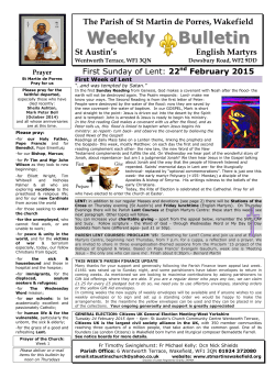 Bulletin 22.02.15 - St Martin De Porres Parish Wakefield