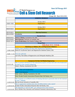 Tentative program - Cell Science & Stem Cell Research
