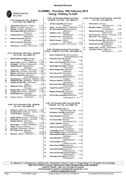 CLONMEL Thursday, 19th February 2015 Going: Yielding To Soft