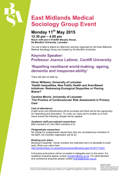 East Midlands Medical Sociology Group Event Monday 11