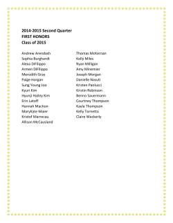 2014-2015 Second Quarter FIRST HONORS Class of 2015