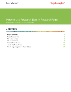 How to Use Research Lists in ResearchPoint