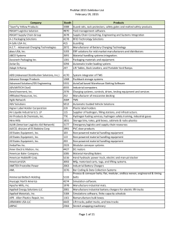 ProMat 2015 Exhibitor List February 19, 2015 Page 1 of 21