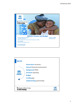 UNHCR`s Finance and Budget Agenda