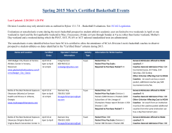 Spring 2015 Men`s Certified Basketball Events