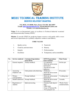 M.T.T.I Service Charter - Meru Technical Training Institute
