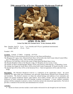 25th annual City of Irvine Mountain Mushroom Festival APRIL 25