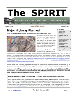 Spirit February 2015 - Kleinburg and Area Ratepayers Association