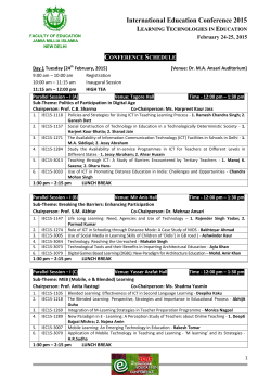 Conference Schedule - Jamia Millia Islamia